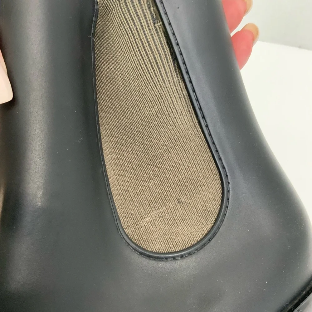 Melissa Sz 6 Black Olive Green Rain‎ Boots Chelsea Rubber Ankle Boots